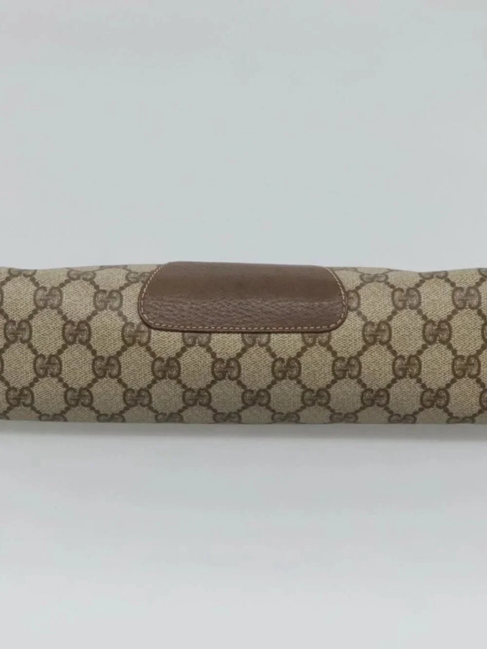 GUCCI GG Supreme Web Sherry Line Clutch Bag PVC Beige Red 156 01 033 Auth MY044